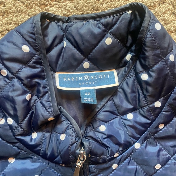 Karen Scott Plus Size Polka Dot Quilted Vest 2X - Picture 15 of 16